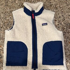 Patagonia Cream and Navy Fleece Vest